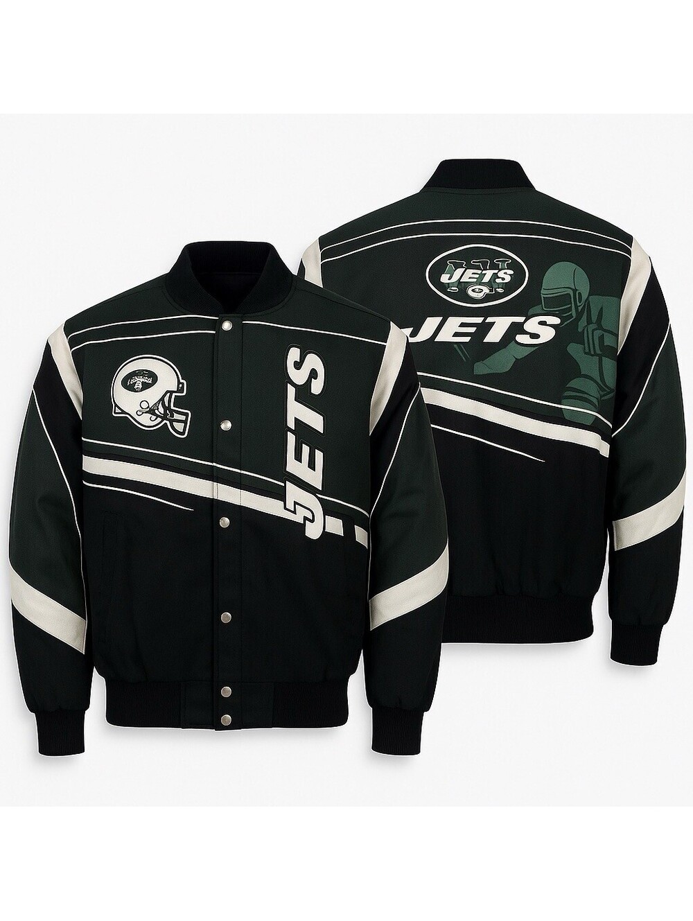 New York Jets Youth XL Jacket NFL Team Apparel Green Black Retro Puffer NWT